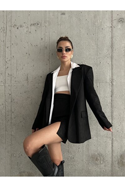 Laluvia Černé semišové sako