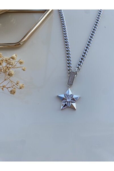 VELMORIA ÇELİK S.STEEL KARARMAZ PASLANMAZ SİLVER GÜNEŞ KOLYE