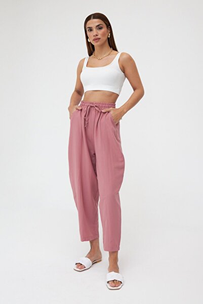 Laluvia Khaki Color Pocketed Ayrobin Shalwar Trousers