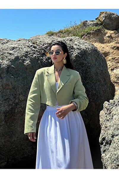 Laluvia White Linen Skirt with Thick Waist Elastic - 100% Cotton