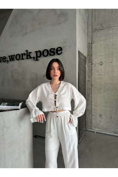 Laluvia Ecru Real Linen Design Set