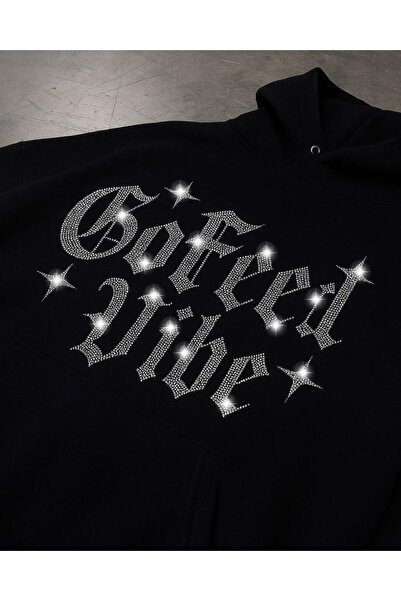 Gofeel Φούτερ με κουκούλα Vibe Glitter Stone Printed Unisex Oversize