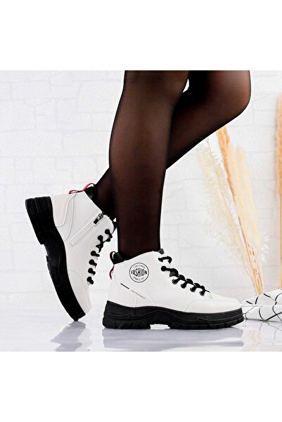 Tmall Ghete de damă, din piele, GD1073, albe cu negru