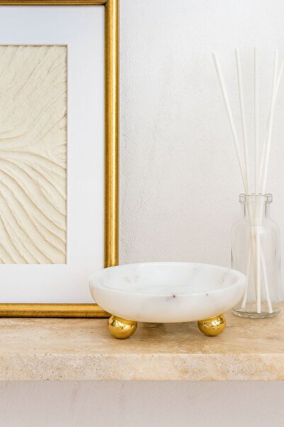 Modestmar traverten ayaklı kase traverten gold top ayaklı kase