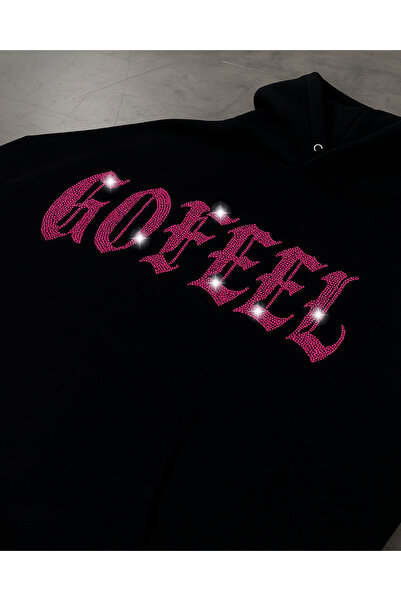 Gofeel Hanorac oversize unisex cu imprimeu cu pietre strălucitoare
