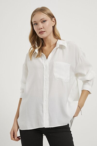 Arma Life Women's Modal Casual Open Collar White Oversize Shirt