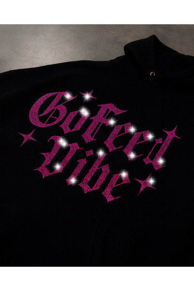 Gofeel Φούτερ με κουκούλα Vibe Glitter Stone Printed Unisex Oversize