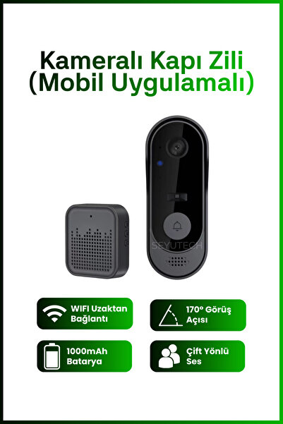 SEYUTECH Wifi Kameralı Kapı Zili Akıllı Görüntü Uzaktan Kontrollü Kablosuz 1080p 170° Görüş Güvenlik Kamerası