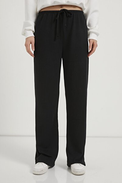 Arma Life Women's Elastic Wide Leg Black Modal Sweatpants