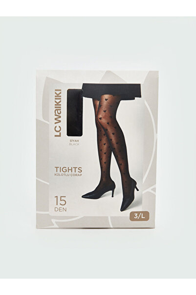 LC Waikiki 15 Denye Kalp Desenli Kadın Külotlu Çorap (S5)