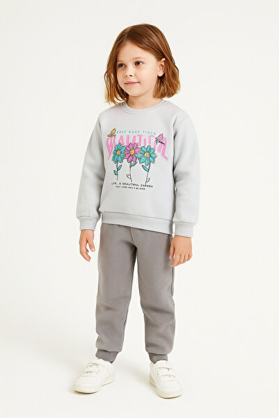 mb kids Set de trening pentru fete cu 3 fire din fleece cu flori