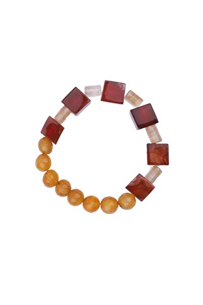 Zeynep Büyükbay Agate Temperature and Citrine Peace of Mind Natural Stone Bra...