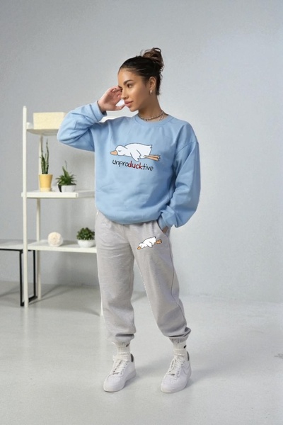 Wish BF oversized Duck με τύπωμα με κουκούλα Σετ φόρμας χειμερινό Βαμβάκι τεμ...