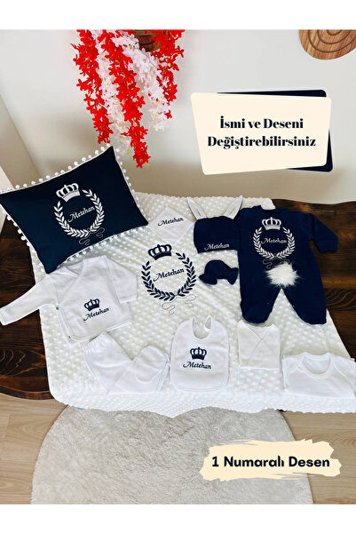 KARSU TASARIM İsimli Hastane Çıkış Seti ve Bebek Takı Yastığı , Nakış İşlemel...