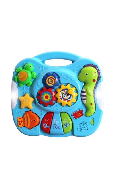 Creative World Toys Многофункционална бебешка масичка за занимания 2 в 1, синя