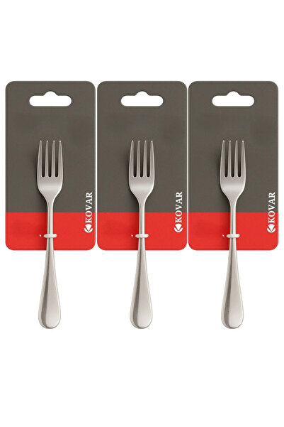 Kovar شوكة كيك أنيقة من الفولاذ المقاوم للصدأ رمادية اللون بتصميم سادة، حجم ص...
