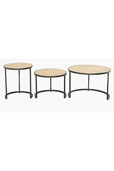 Maison Mex Set of 3 garden/terrace tables, NESTING, anthracite/natural