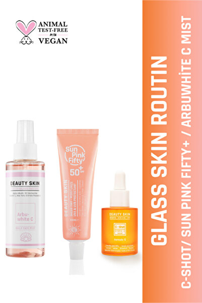 DEAUTY SKIN GLASS SKIN ROUTIN ( ArbuWhite Mist & Sunpink & C-Shot )