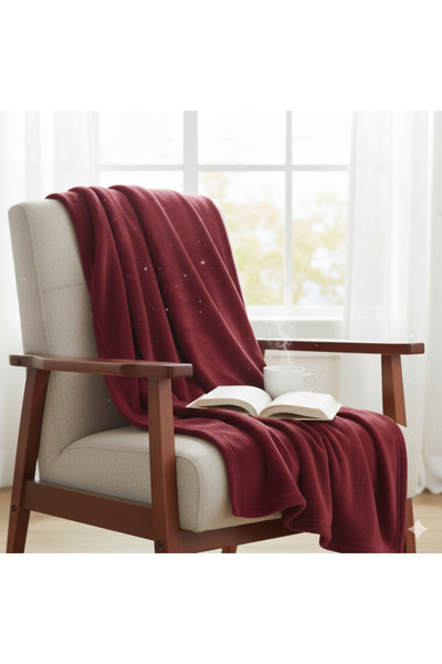 eDebara Winter Decorative Red Velvet Blanket for Armchair or Sofa, Size 160x130 cm
