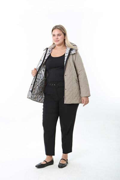 TUTveAL Collection Quilted Coat, Plus Size Coat, Spring Season, Plus Size Jacket, Hooded, Water Resistant Coat