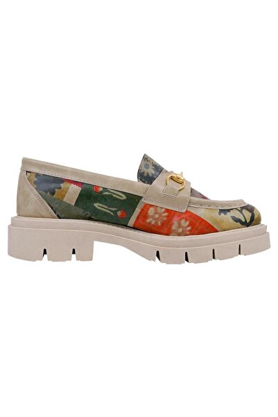 Dogo Women's Vegan Leather Cream Loafer - Anatolian Patterns Design