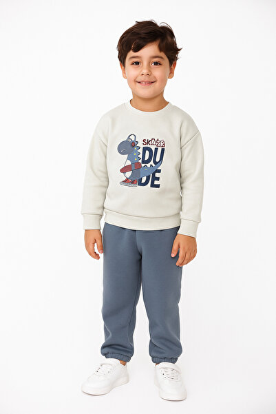 mb kids Set de trening pentru băieți cu imprimeu de dinozauri, cu fleece în i...