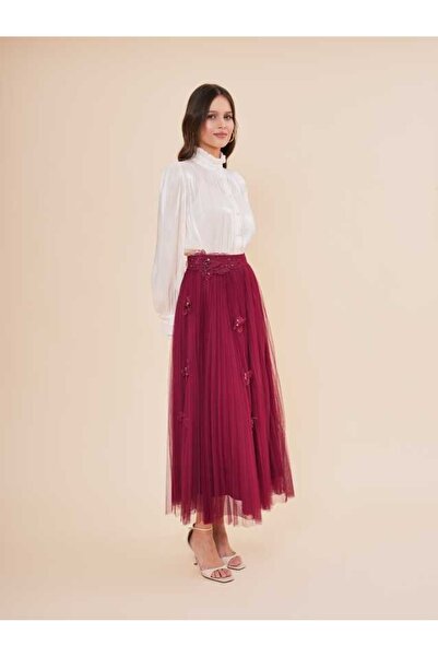 SERPİL Kelebek Aksesuarlı Tül Pileli Etek 50452