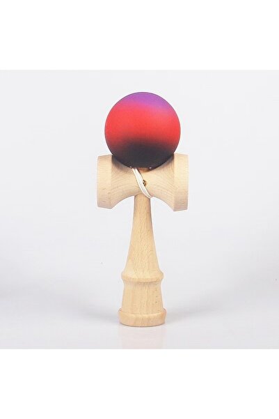 OEM Kendama originala profesionala din lemn, rubber grip, 18 cm, mov rosu negru