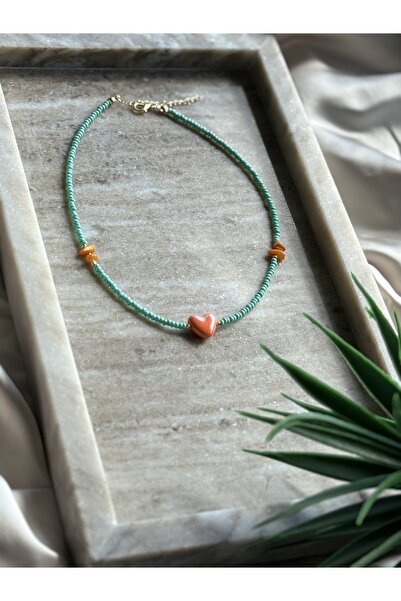 Le'sluette shadow of style Premium Heart Charm Detailed Beaded Necklace Summer Trend Combination