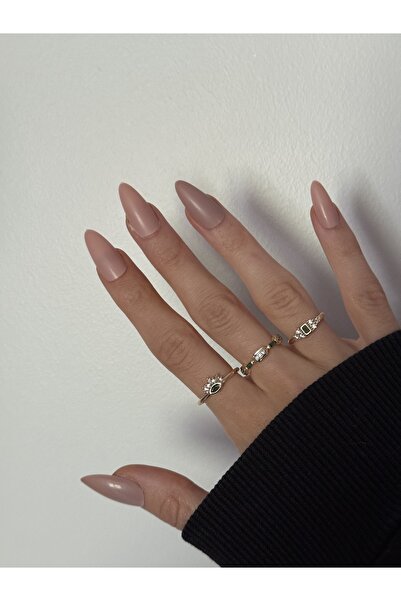 STOLIA Green Zircon Stone Non-Tarnish Steel Gold Eye Detail Ring