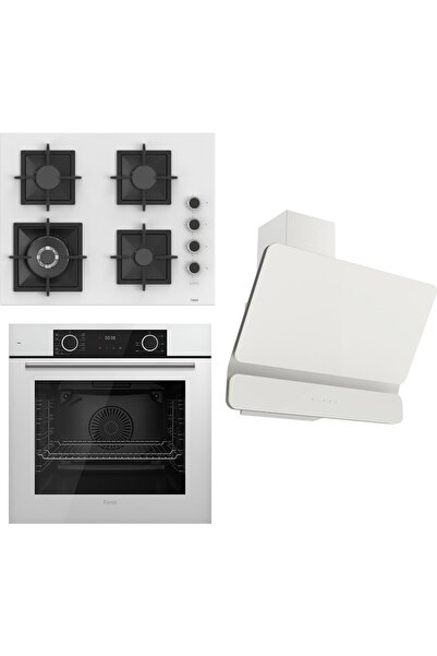 Ferre Flameart Sc Serisi Beyaz Set (SC406-WFA + XE63CB +D081 ) - 65 Cm'lik Kare Döküm Izgara-Wok