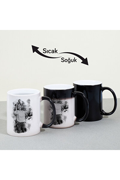 Hediyesepeti Karakalem Tasarımlı Kişiye Özel Fotoğraf Baskılı Renkli Sihirli ...