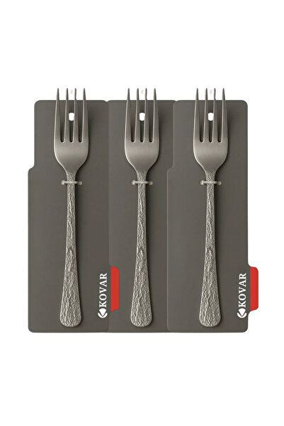Kovar طقم شوكة كيك من الفولاذ المقاوم للصدأ باللون الرمادي بمقبض بنمط خشن - 3...