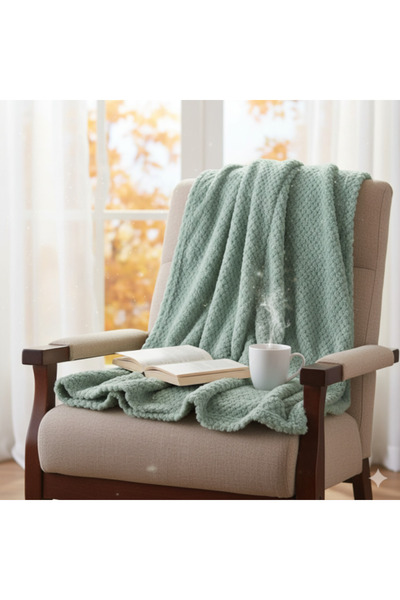 OEM Mint Green Popcorn Pattern Blanket for Armchair or Sofa, 160x130 cm