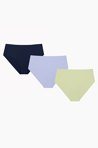 NBB Açık Haki Mavi Lacivert 3lü Lazer İz Yapmaz Yüksek Bel Külot