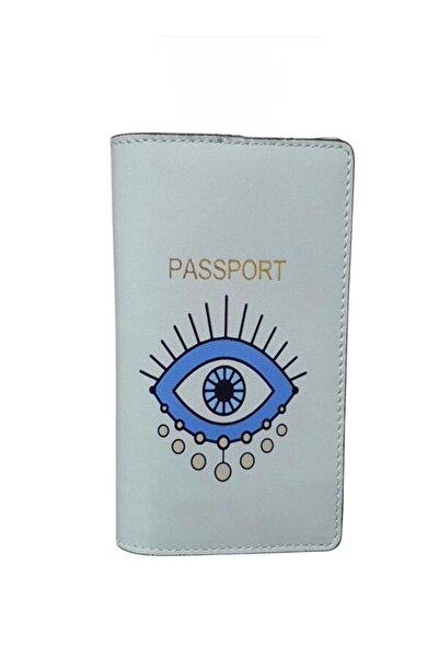 Seyahataksesuar Blue Eye Design Leather Passport Cover