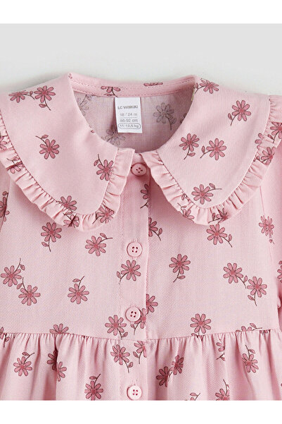 LC Waikiki LCW ECOPembe Bebe Yaka Çiçekli Kız Bebek Elbise