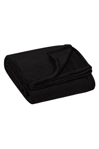 OEM Winter Decorative Velvet Blanket, Black, for Armchair or Sofa, Size 160x130 cm