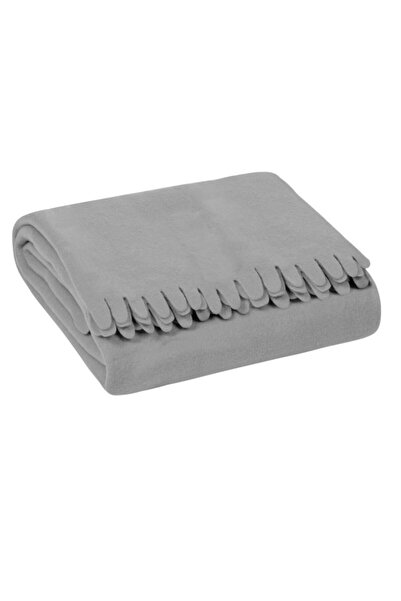 OEM Decorative Winter Fleece Blanket Gray with Fringes, Size 170x130 cm, Polyester