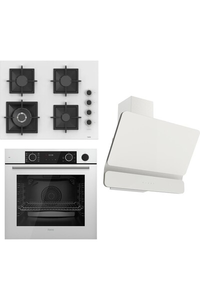 Ferre Flameart Sc Serisi Beyaz Set (SC406-WFA + XE64CB +D081 ) - 65 Cm'lik Kare Döküm Izgara-Wok