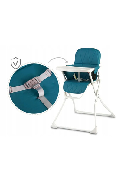 Ricokids Παιδικό καρεκλάκι φαγητού - Πτυσσόμενο μεταλλικό πλαίσιο, ζώνη ασφαλείας 3 σημείων, λευκό και μπλε, 6-36 μηνών
