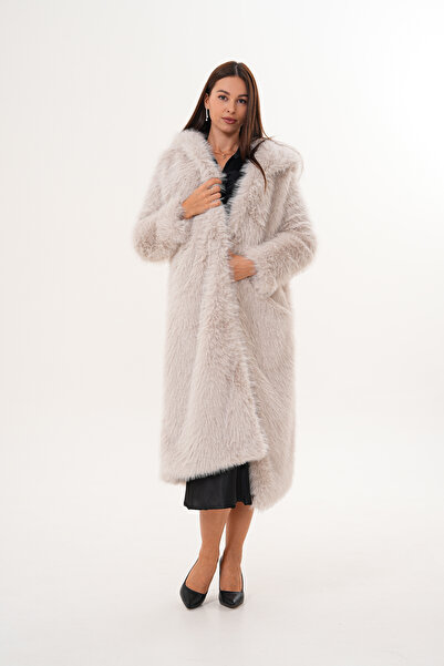 NAVY Full Length Hooded Feather Coat