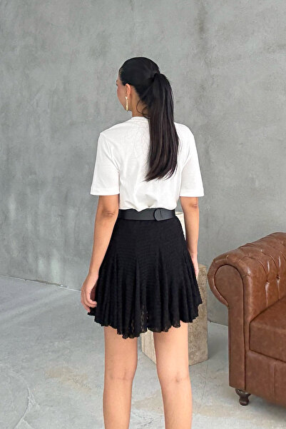 Seda Yalçın Atelier Black Textured Mini Skirt