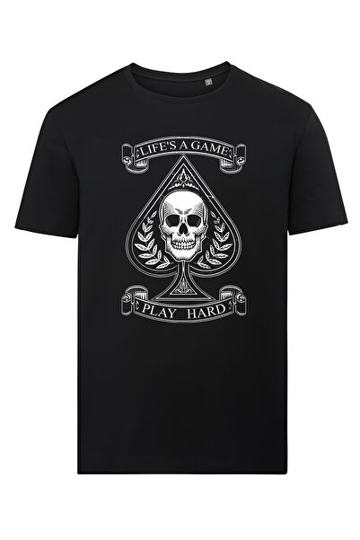 4desire.ro Tricou negru barbati PLAY HARD Ink, Classic Regular Fit, Bumbac 100%, Vegan Approved