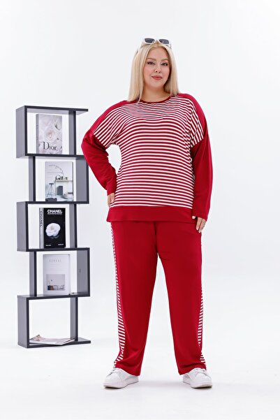 Siyezen Plus Size Striped Cotton Lycra Suit