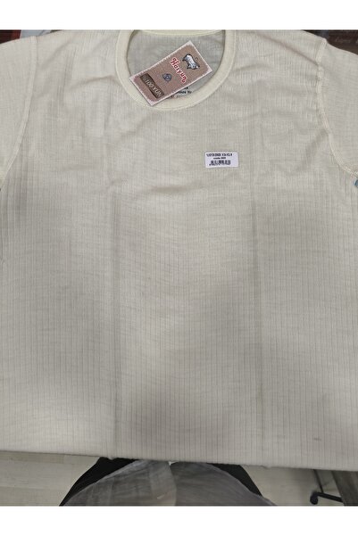 Hasyün قميص داخلي نصف كم مصنوع من الصوف بنسبة 100%