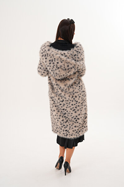 NAVY Full Length Hooded Feather Coat