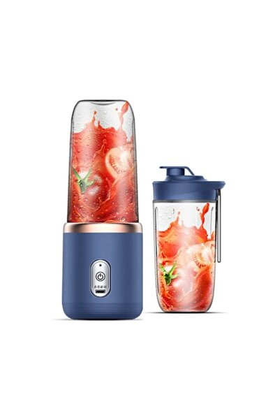 dalimag Blender portabil Golxmse, 6 lame din oțel inoxidabil, capacitate 400 ml, albastru, 22x10x13,5 cm