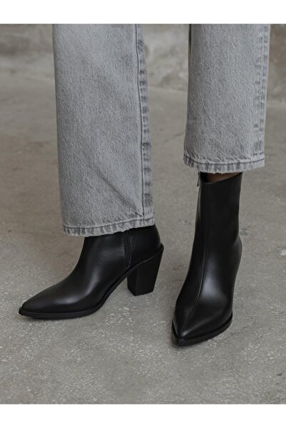 ECENİN BUTİĞİ Lerona Siyah Hakiki Deri Kadın Bot