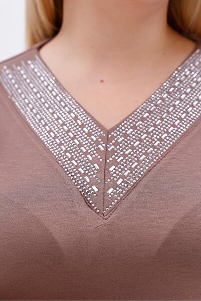 Siyezen Plus Size V-Neck Stone Modal Set